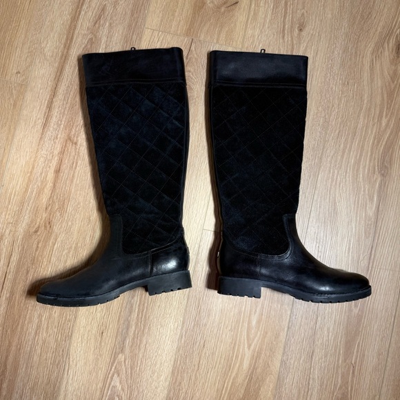 Sperry Top-Sider Essex Black Leather & Quilted Suede Riding Boots Women Size 6.5 - Picture 3 of 10